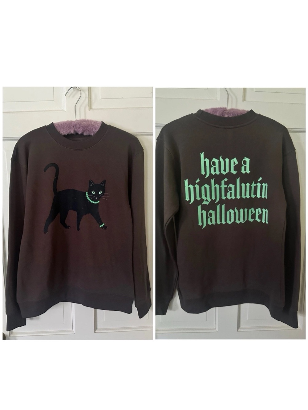 Living Fully Co Mallory Ervin Halloween Cat Glow In Dark Pullover Sweatshirt S